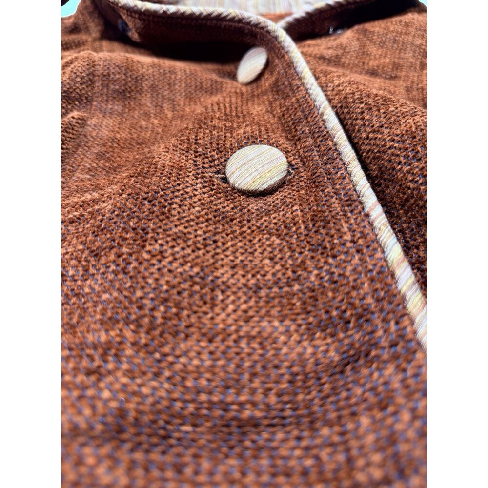 Lynn Yarrington VTG Handwoven Chenille Cape Jacket Rust Terracotta Art To Wear - Picture 4 of 12